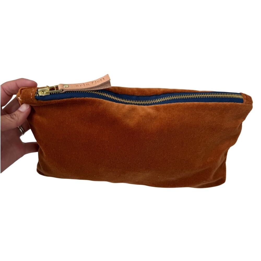 Erin Flett Laura Velvet Pouch Sienna Rust Clutch Handmade USA